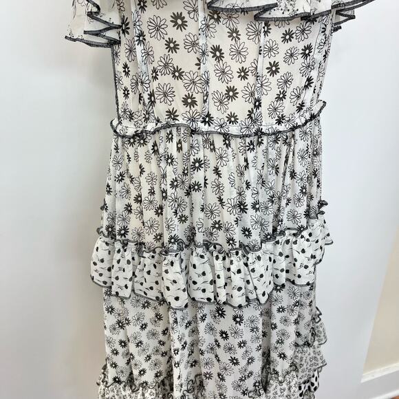 Dolce & Gabbana Tiered Ruffle Floral Silk Dress Sheer | Size: 44 - Picture 4 of 14